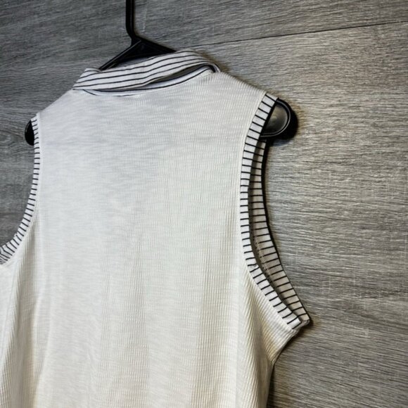 Cato‎ Womens Large Tank Stripped Collar V Neck White With Tie Beachy - Picture 3 of 6